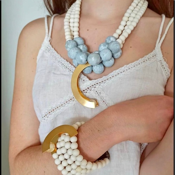 Designer Katerina Vassou Necklace & Bracelet Set 18k plated NwT - Picture 4 of 11